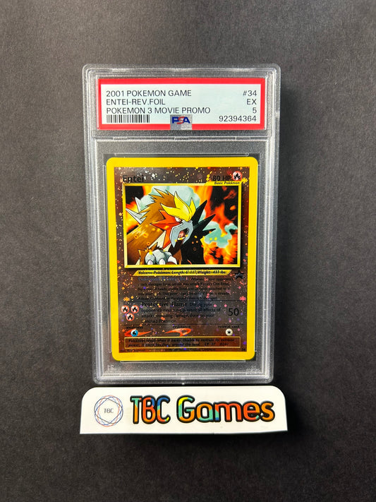 Entei Reverse Holo WotC Promo Pokemon Movie 34 2 SWIRLS PSA 5