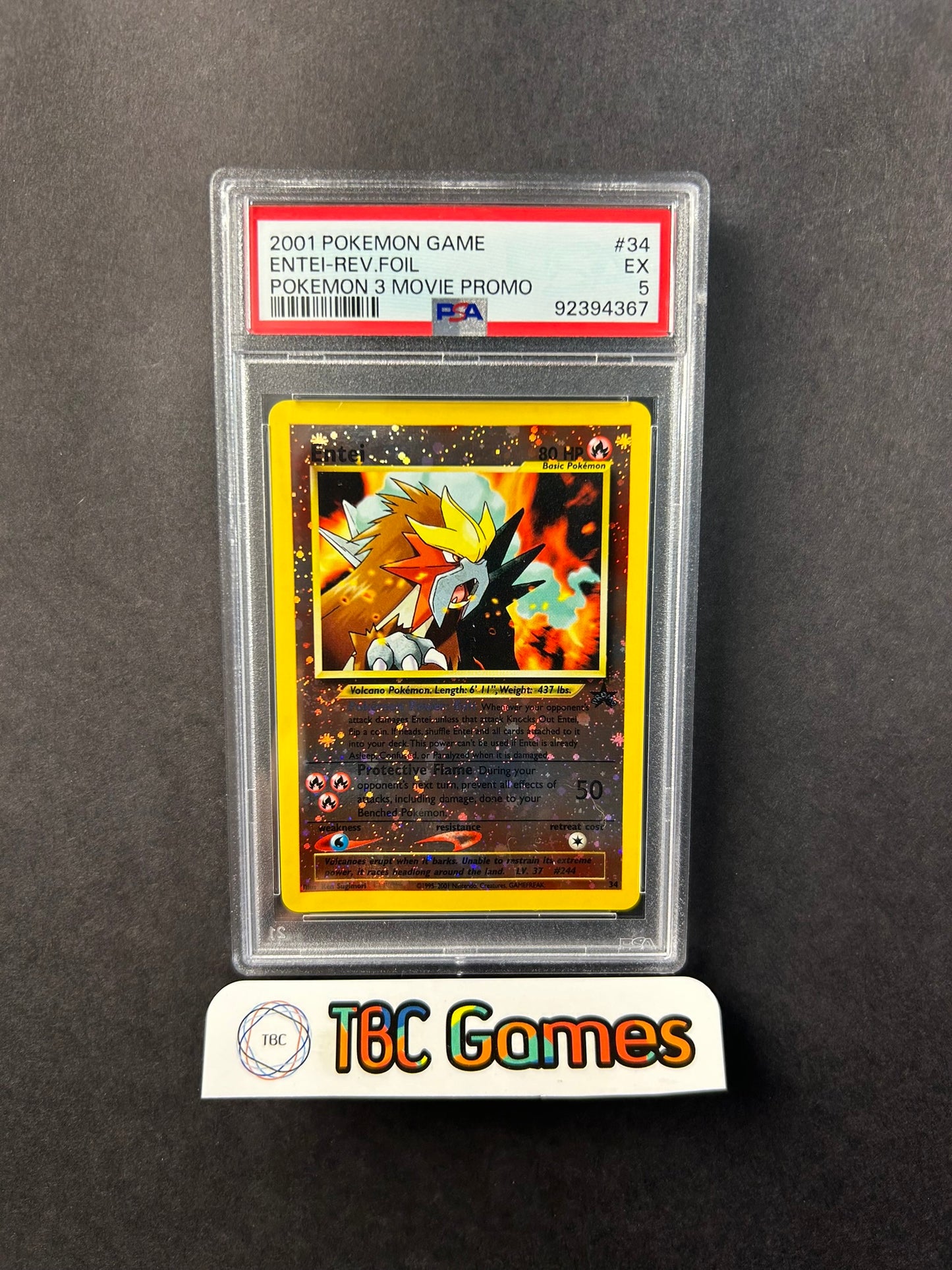 Entei Reverse Holo WotC Promo Pokemon Movie 34 2 SWIRLS PSA 5