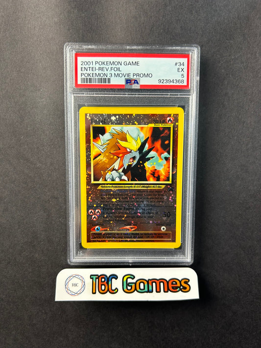 Entei Reverse Holo WotC Promo Pokemon Movie 34 SWIRL PSA 5