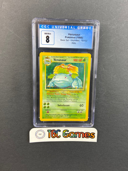 Venusaur Base Set Unlimited Holo 15/102 CGC 8