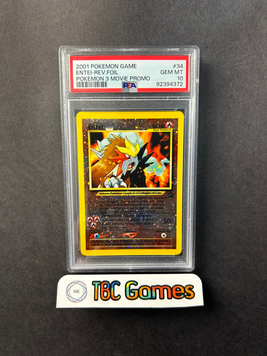Entei Reverse Holo WotC Promo Pokemon Movie 34 SWIRL PSA 10
