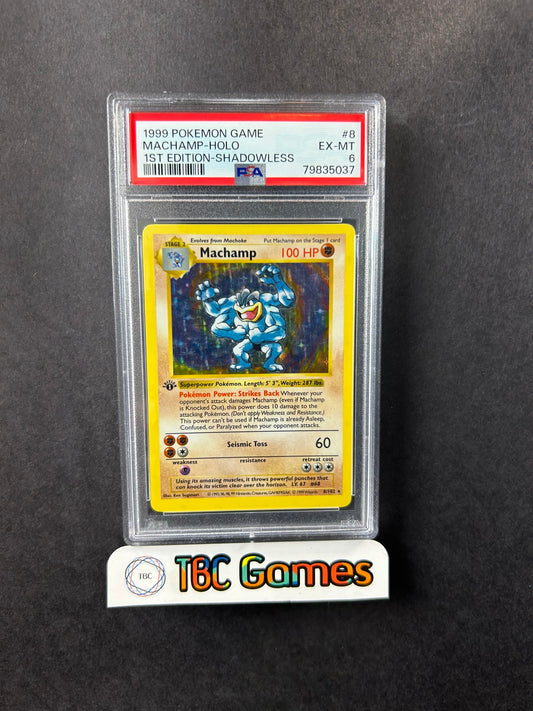 Machamp Base Set 1st Edition Shadowless Holo 8/102 PSA 6