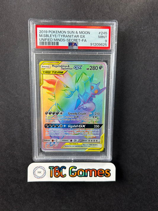 Mega Sableye & Tyranitar GX Unified Minds 245/236 PSA 9