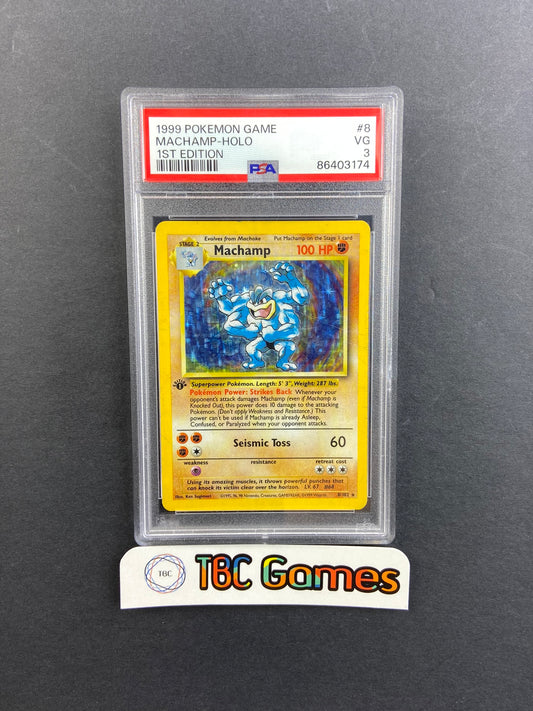 Machamp Base Set 1st Edition 8/102 PSA 3