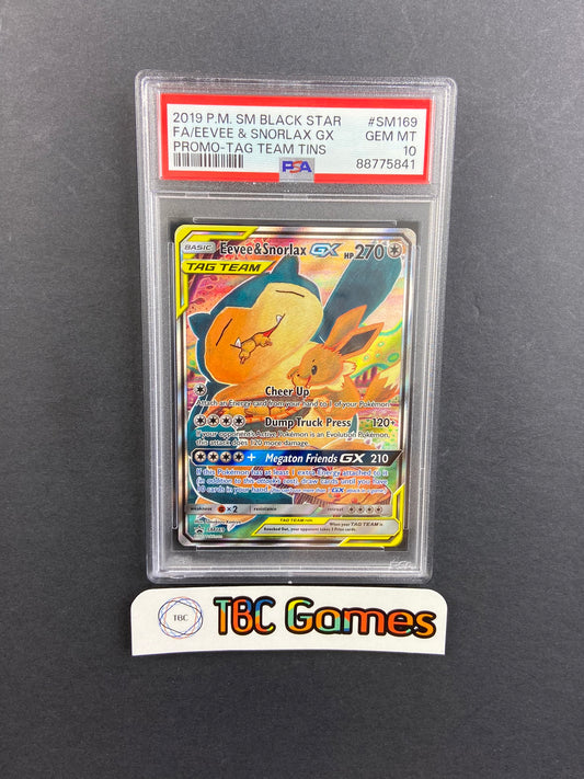 Eevee & Snorlax GX SM169 Tag Team Tin PSA 10