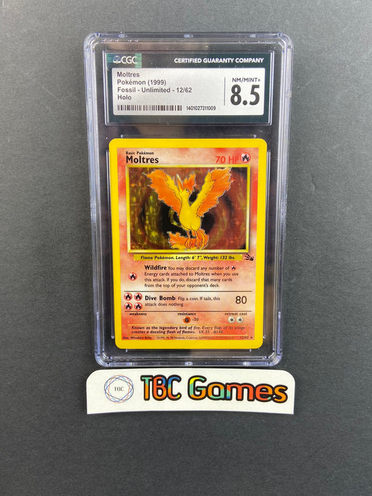 Moltres Fossil Unlimited Holo 12/62 CGC 8.5