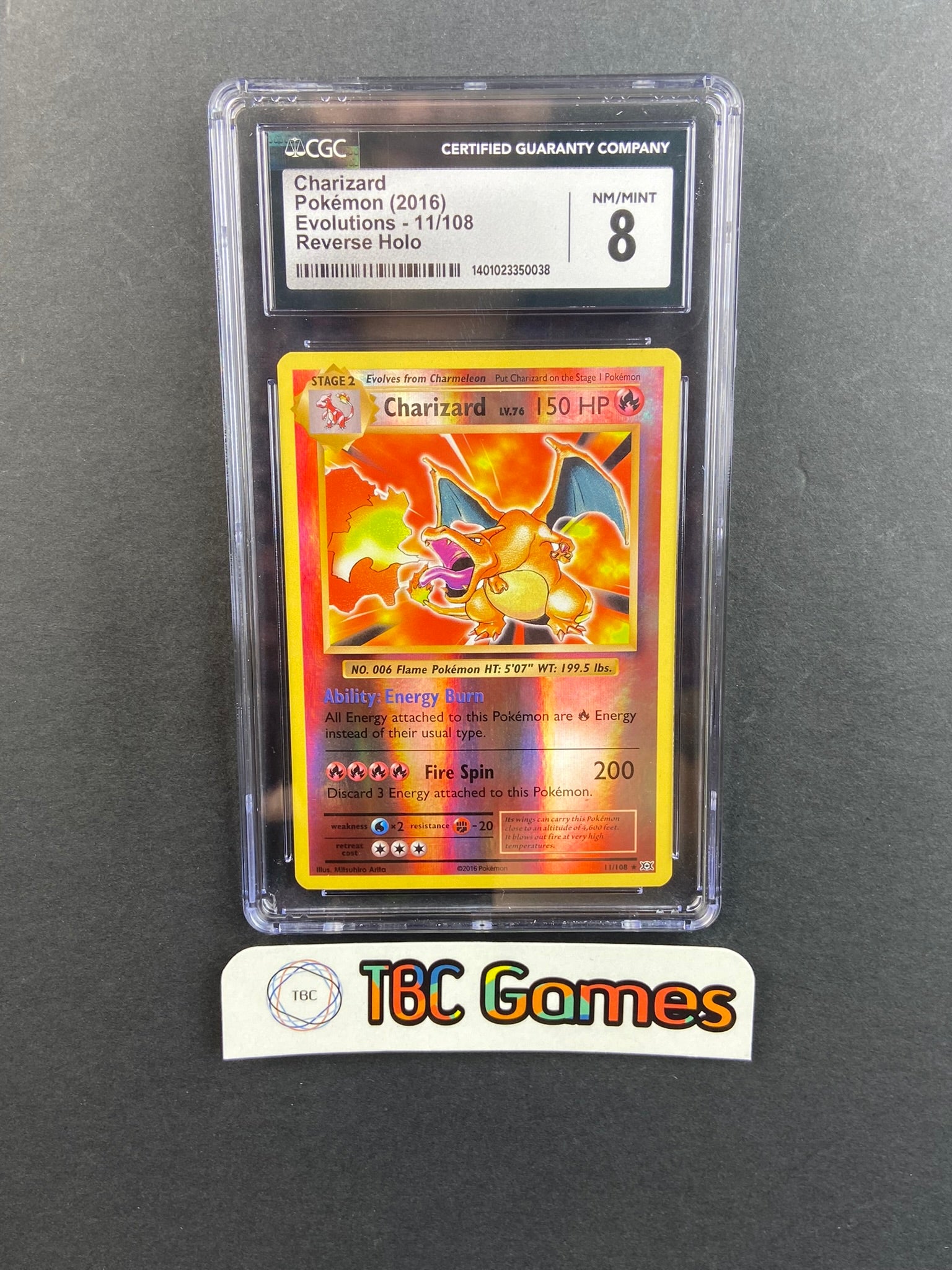 Charizard Evolutions Reverse Holo 11/108 CGC 8