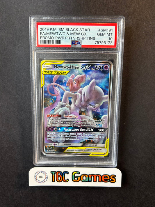 Mewtwo & Mew SM191 Power Partnership Tins PSA 10