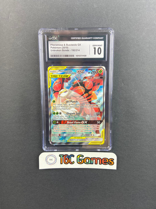 Pheromosa & Buzzwole GX Unbroken Bonds Alt Art 192/214 CGC 10