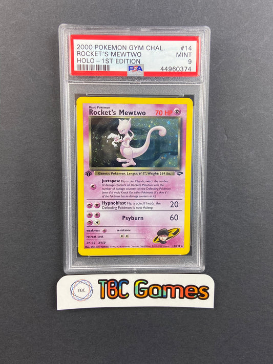 Rocket's Mewtwo Gym Challenge 1st Edition Holo 14/132 PSA 9
