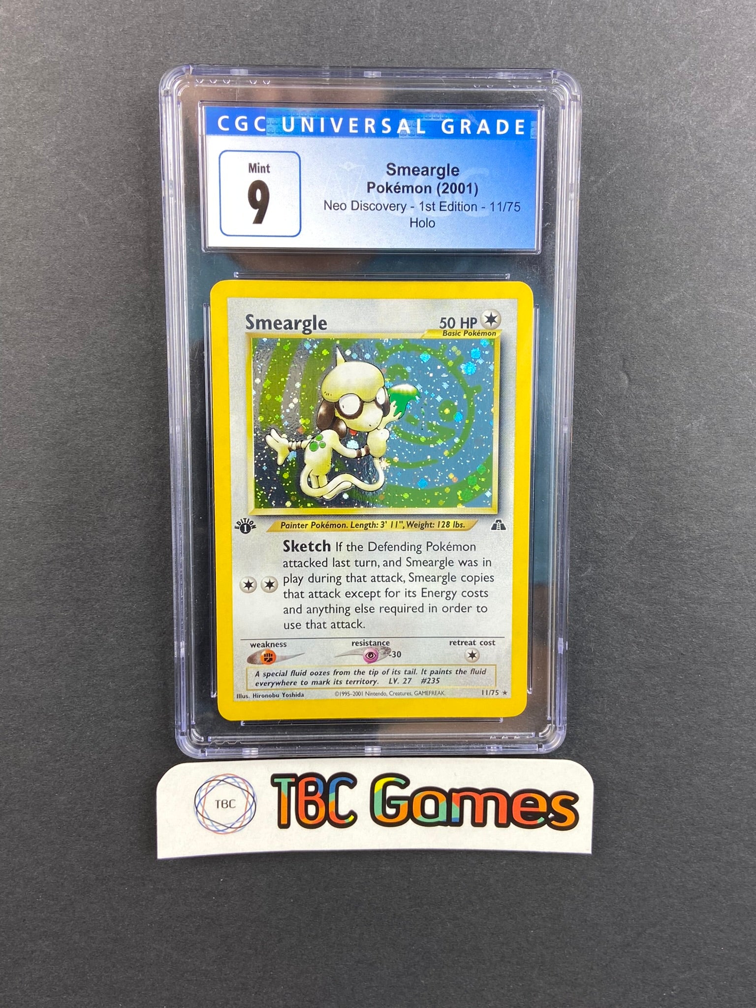 Smeargle Neo Discovery 1st Edition Holo 11/75 CGC 9 Smeargle Neo Discovery 1st Edition Holo 11/75 CGC 9