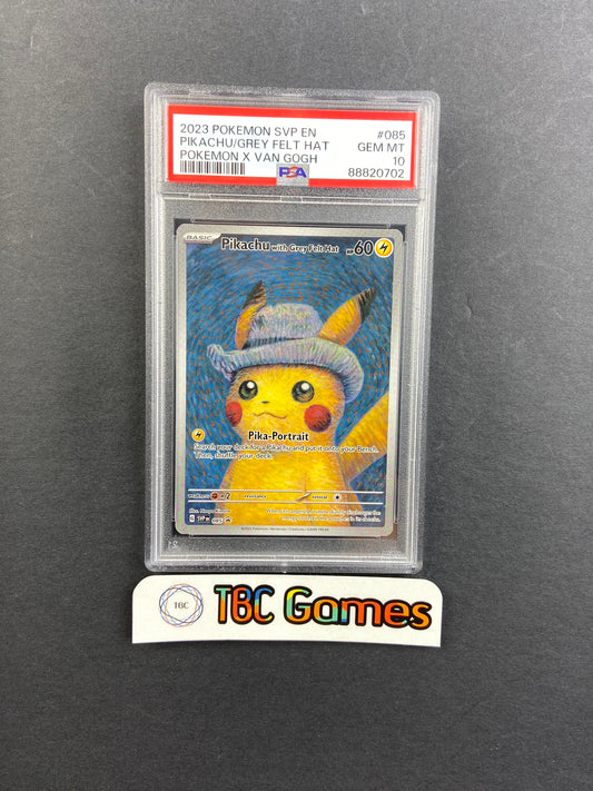 Pikachu Grey Felt Hat Van Gogh Promo SVP 085 PSA 10