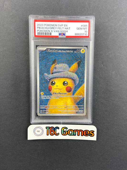 Pikachu Grey Felt Hat Van Gogh Promo SVP 085 PSA 10