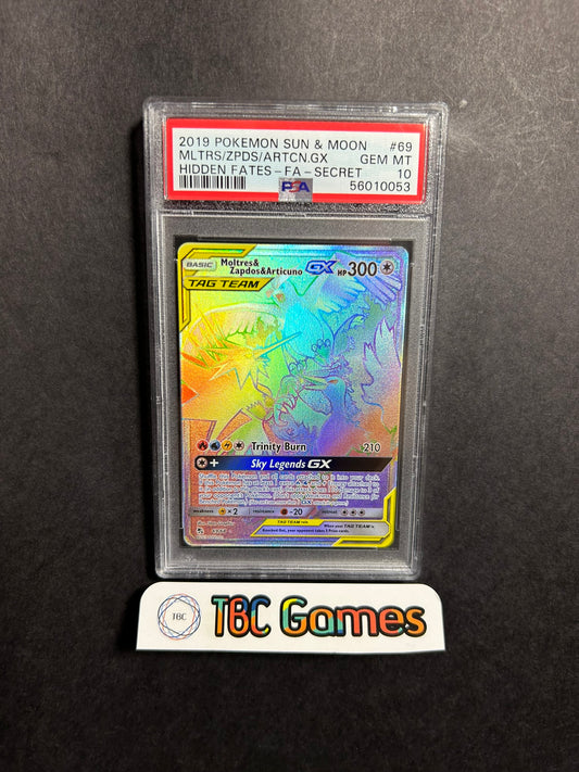 Moltres & Zapdos & Articuno GX Hidden Fates 69/68 PSA 10