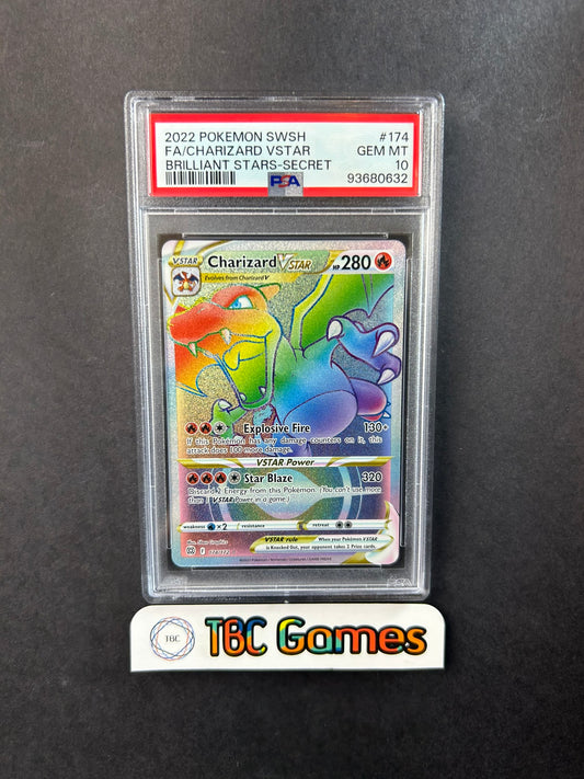 Charizard VSTAR Brilliant Stars Rainbow 174/172 PSA 10