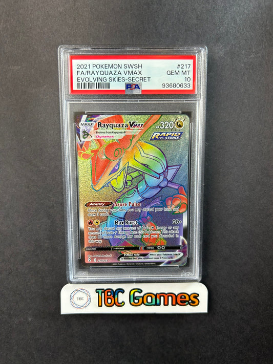 Rayquaza Evolving Skies Rainbow 217/203 PSA 10