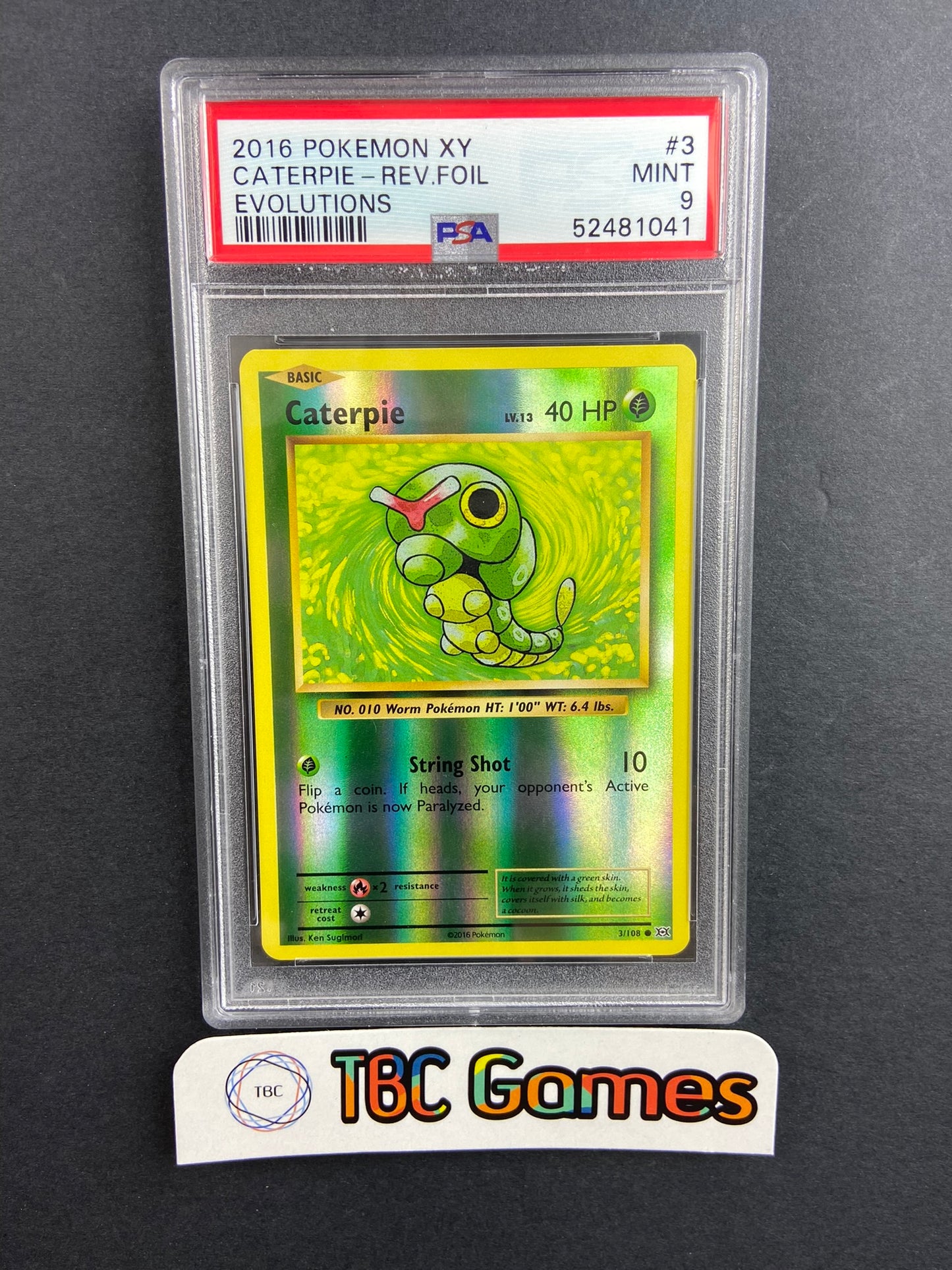 Caterpie Evolutions Reverse Holo 3/108 PSA 9