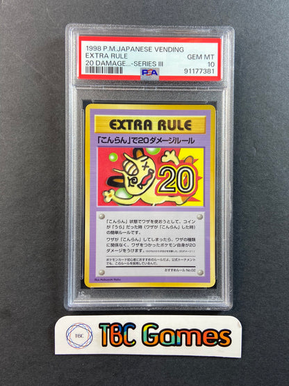 Extra Rule 20 Damage Meowth Vending Series 3 Japanese PSA 10