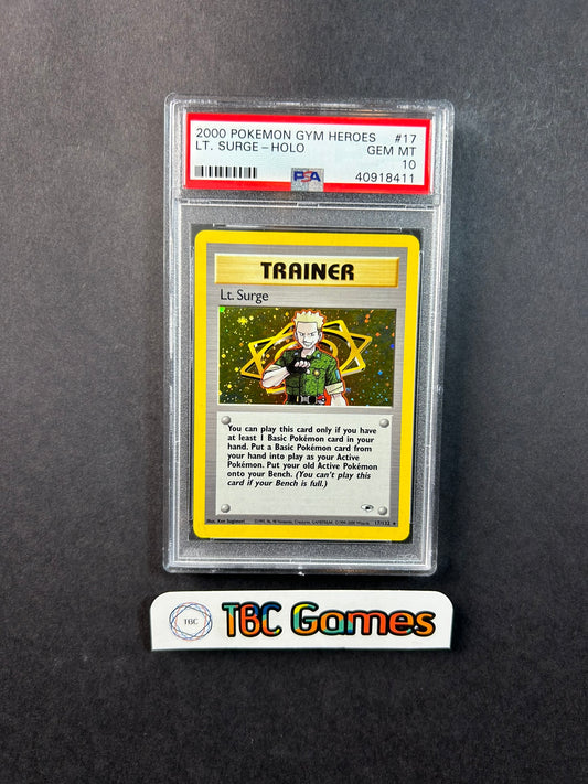 Lt. Surge Gym Heroes Unlimited Holo 17/132 PSA 10