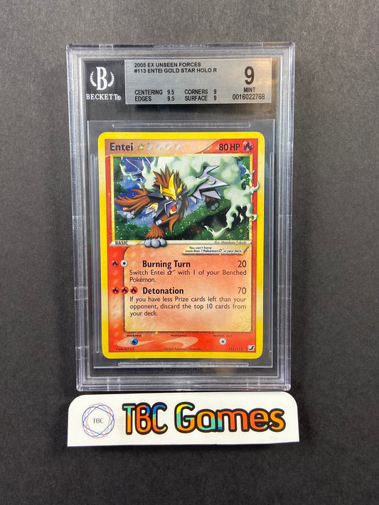 Entei Gold Star Unseen Forces Holo 113/115 BGS 9