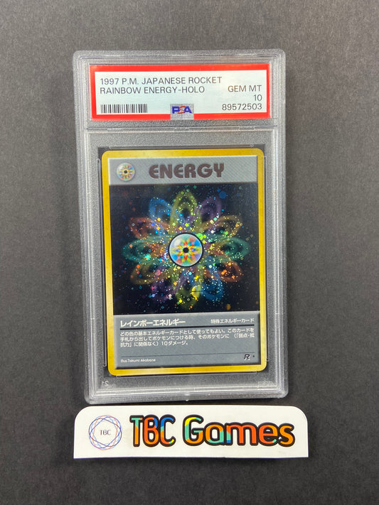 Rainbow Energy Team Rocket Holo SWIRL Japanese PSA 10