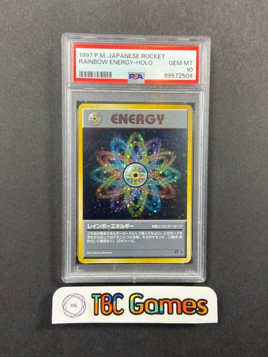 Rainbow Energy Team Rocket Holo SWIRL Japanese PSA 10