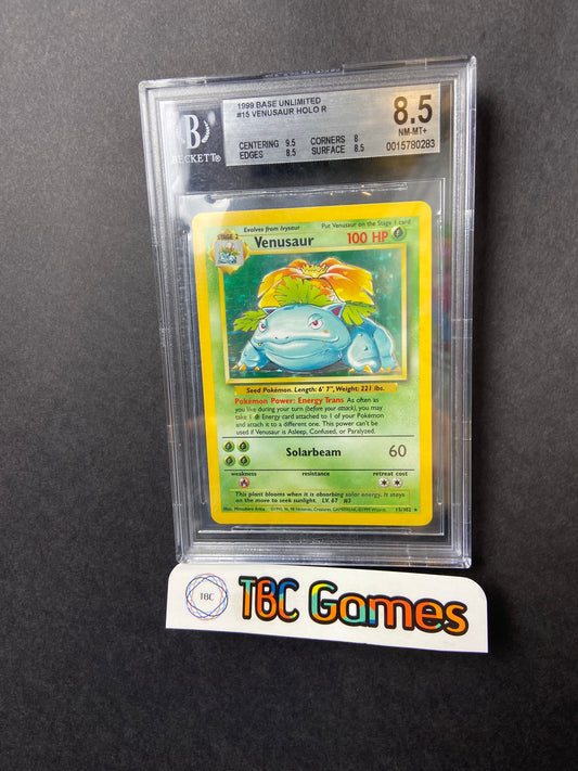 Venusaur Base Set Unlimited Holo 15/102 BGS 8.5