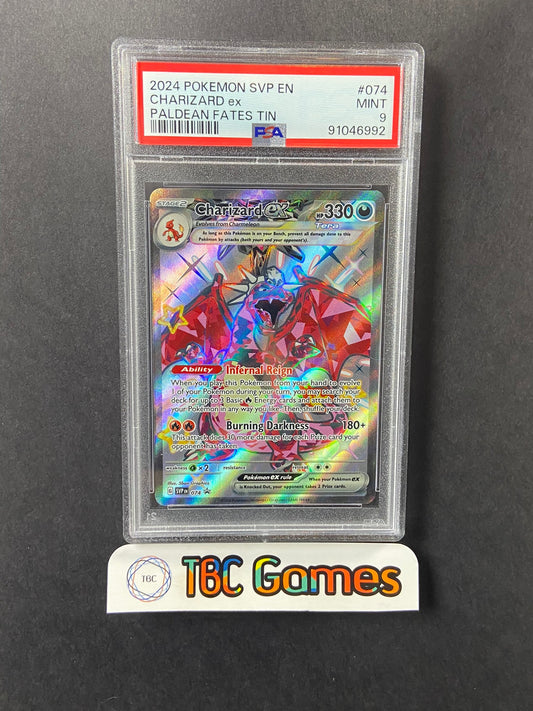 Charizard ex SVP 074 Paldean Fates Tin PSA 9