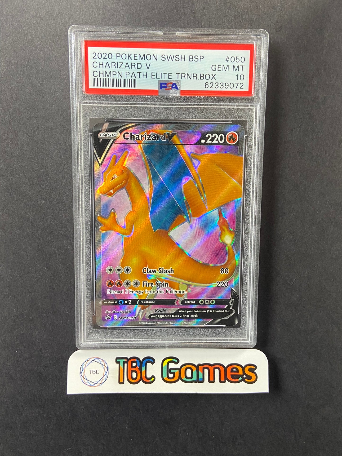 pokemon champion's path charizard v promo card Charizard V Champion's Path ETB SWSH050 PSA 10 – TBC Games