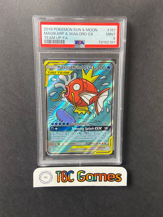 Magikarp & Wailord GX Team Up Alt Art 161/181 PSA 9