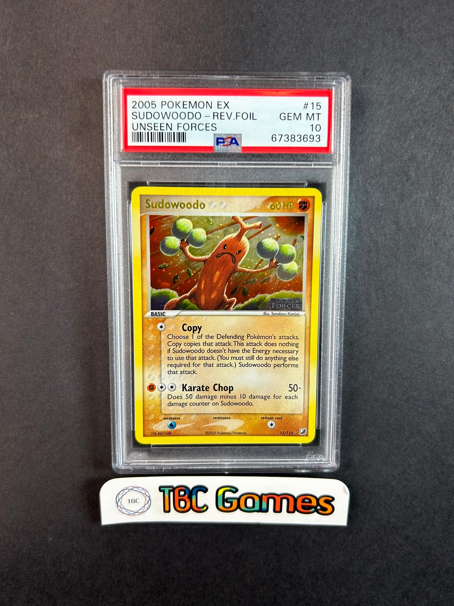 Sudowoodo Unseen Forces Reverse Holo 15/115 PSA 10 Komiya