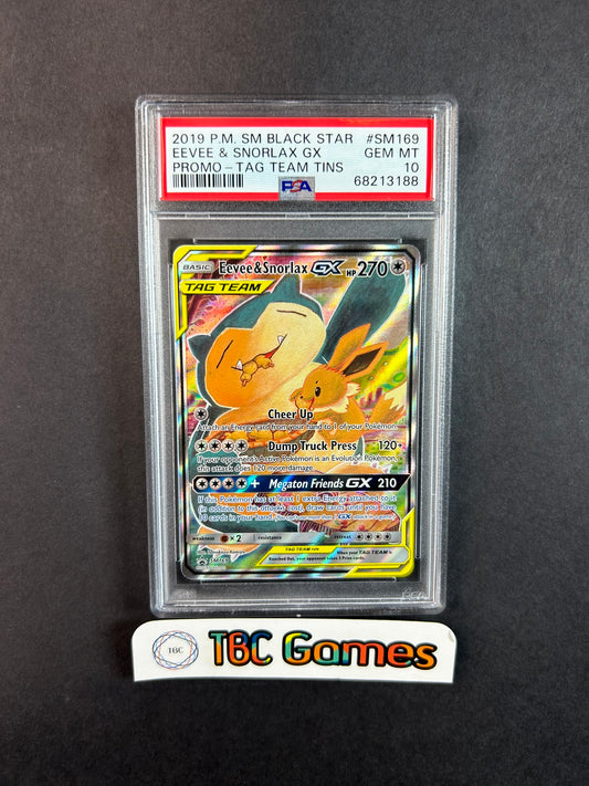 Eevee & Snorlax GX SM169 Promo Tag Team Tins PSA 10