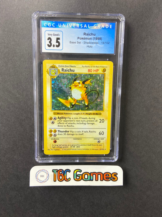 Raichu Base Set Shadowless Holo 14/102 CGC 3.5