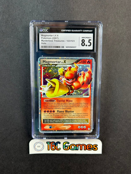 Magmortar LV. X Mysterious Treasures Holo 123/123 CGC 8.5