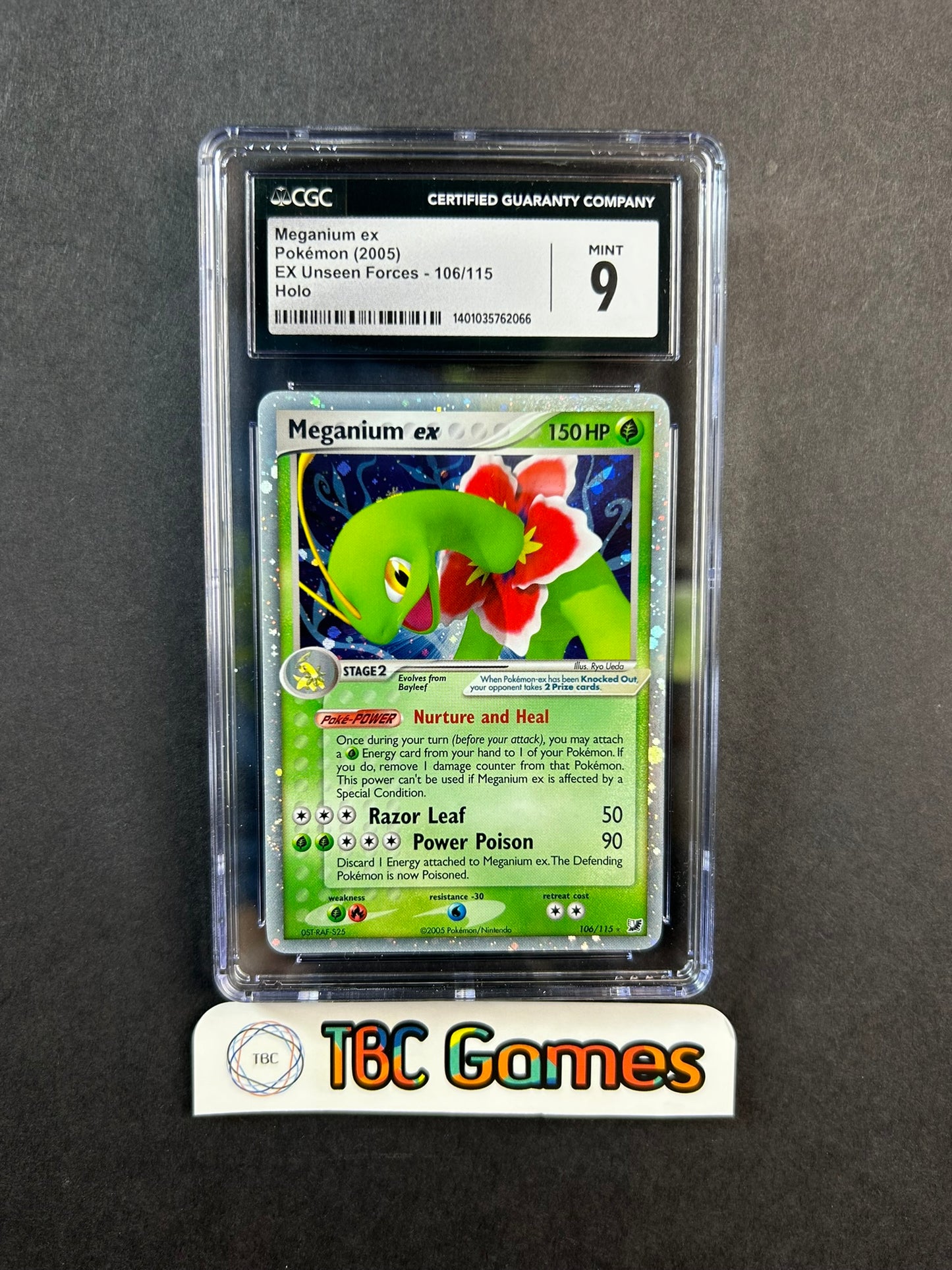 Meganium ex Unseen Forces Holo 106/115 CGC 9