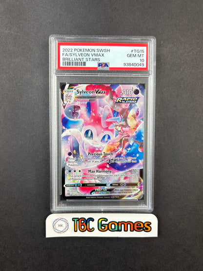 Sylveon VMAX Brilliant Stars TG15/TG30 PSA 10 TBC Games Sylveon VMAX Brilliant Stars TG15/TG30 PSA 10 TBC Games