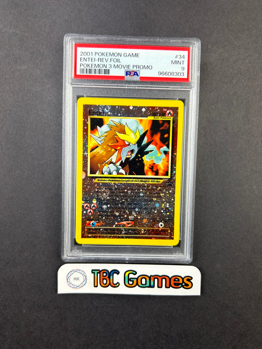 Entei Reverse Holo Pokemon 3 Movie Promo #34 2 SWIRLS PSA 9