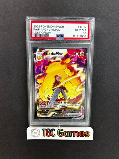 Pikachu VMAX Lost Origin TG17/TG30 PSA 10 TBC Games Pikachu VMAX Lost Origin TG17/TG30 PSA 10 TBC Games