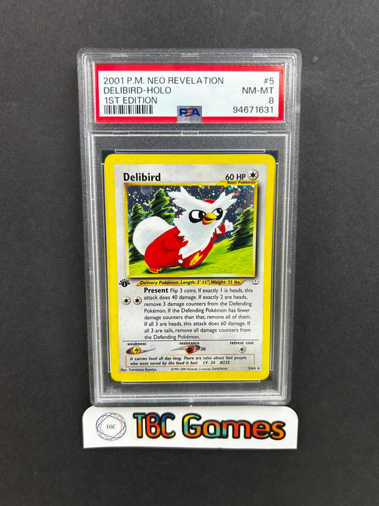 Delibird Neo Revelation 5/64 1st Edition Holo PSA 8