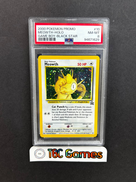 Meowth Game Boy WotC Promo 10 Holo PSA 8