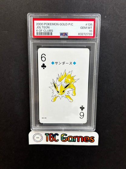 pokemon gold playing cards Jolteon 6 of Clubs Gold Version Poker Deck 135 Japanese PSA 10 – TBC Games