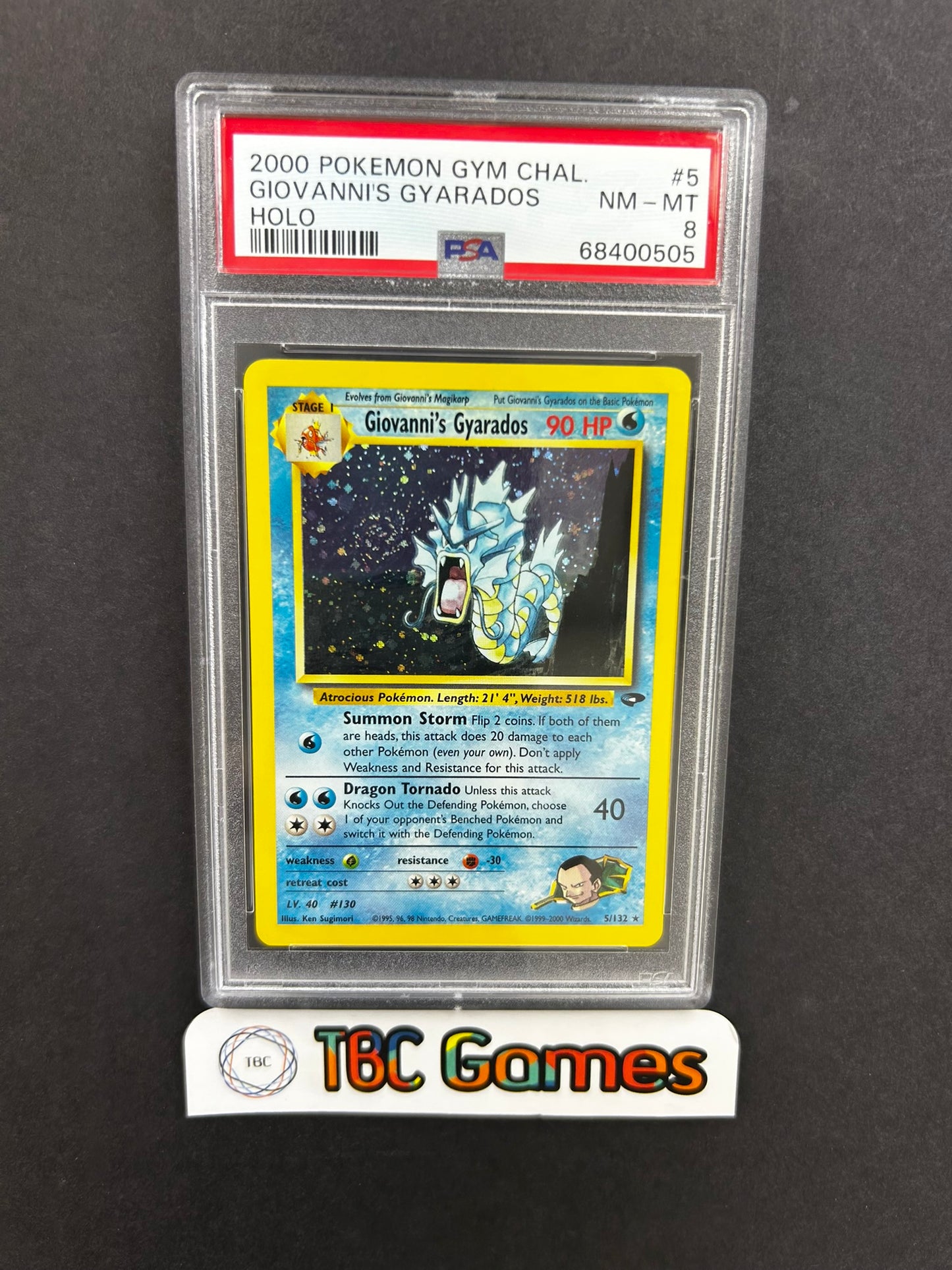 Giovanni's Gyarados Gym Challenge Unlimited Holo 5/132 PSA 8 TBC Games Giovanni's Gyarados Gym Challenge Unlimited Holo 5/132 PSA 8 TBC Games
