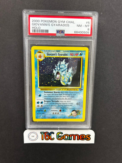 Giovanni's Gyarados Gym Challenge Unlimited Holo 5/132 PSA 8