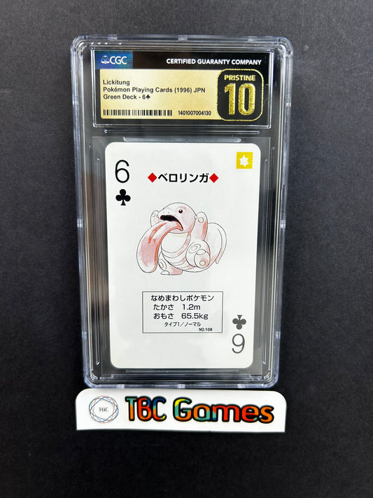 Lickitung Playing Cards Green Poker Deck 6 of Clubs Japanese Pristine CGC 10