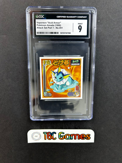 Vaporeon Amada Sticker Attack Set Part 1 091 Japanese CGC 9