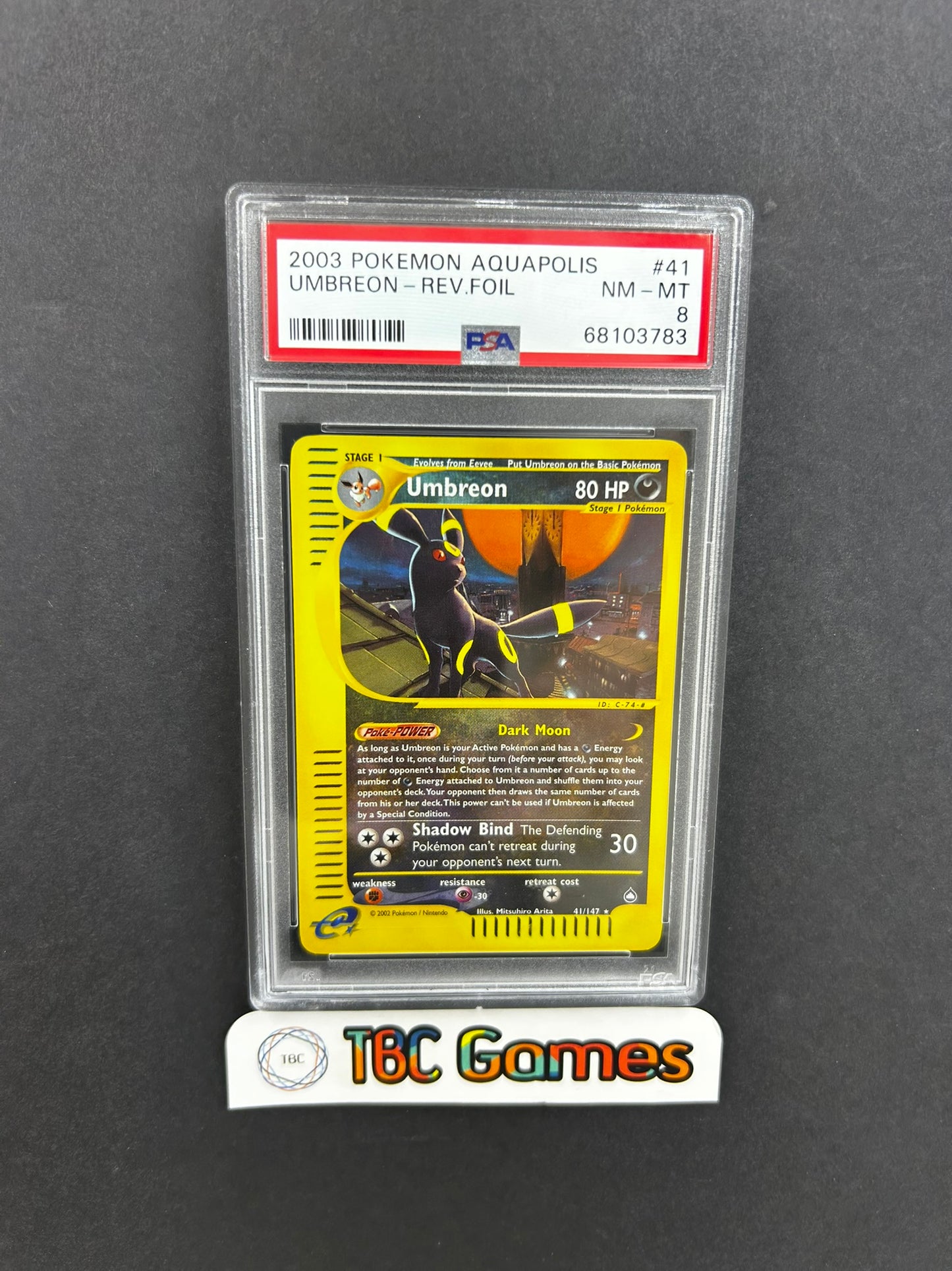 Umbreon Aquapolis Reverse Holo 41/147 PSA 8