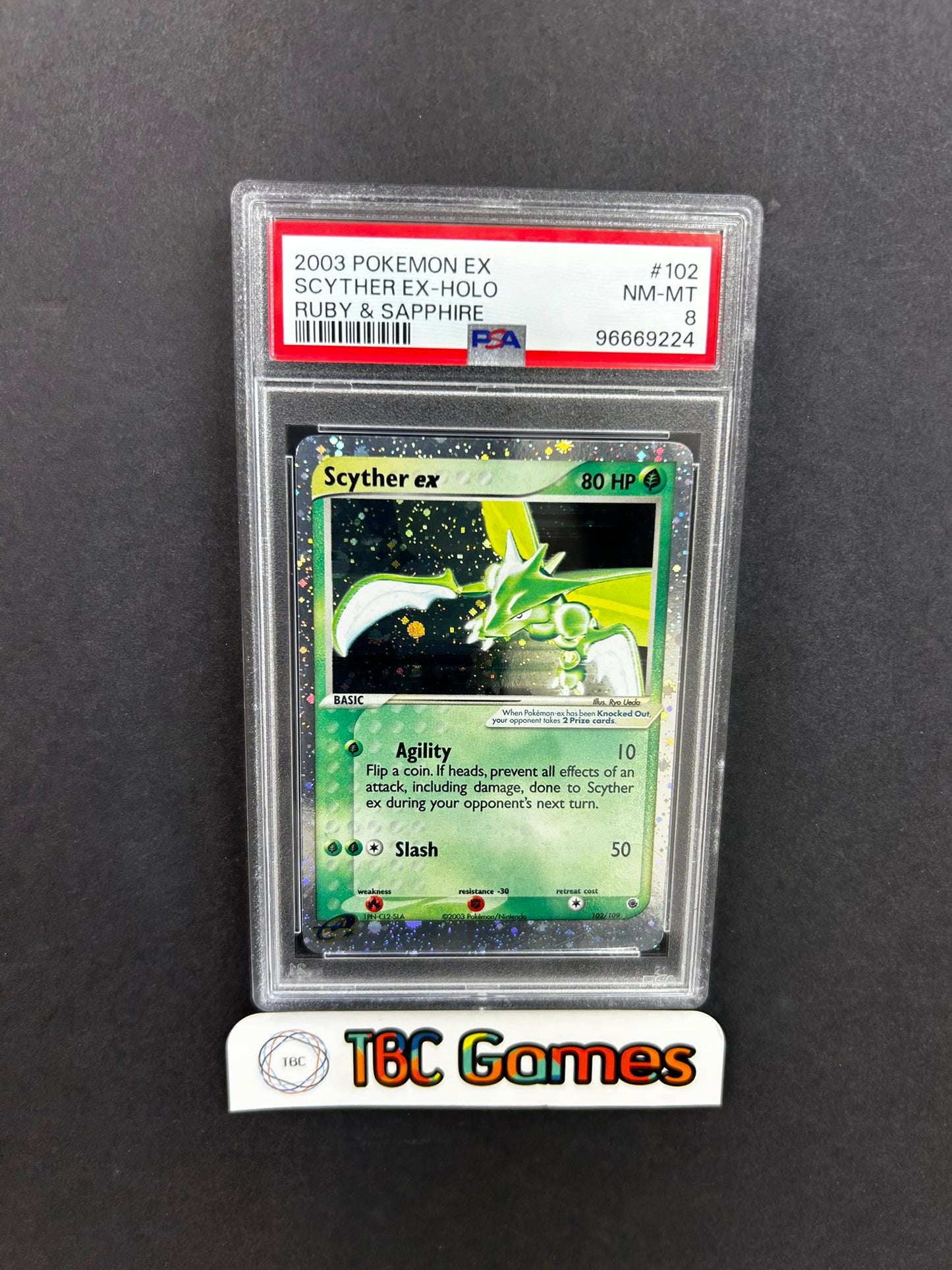 Scyther ex Ruby & Sapphire 102/109 PSA 8