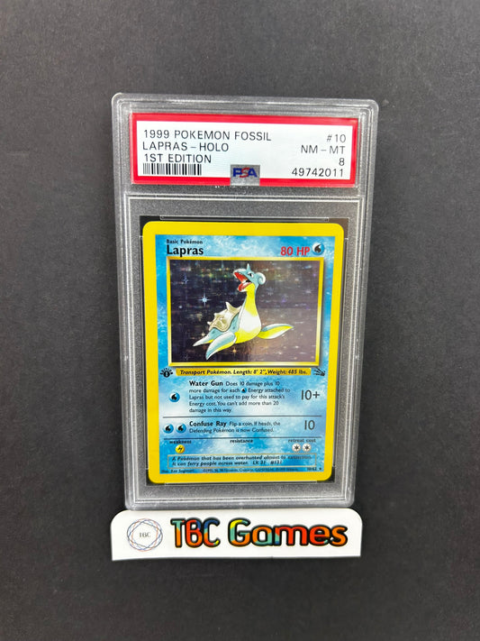 Lapras Fossil 1st Edition Holo 10/62 PSA 8