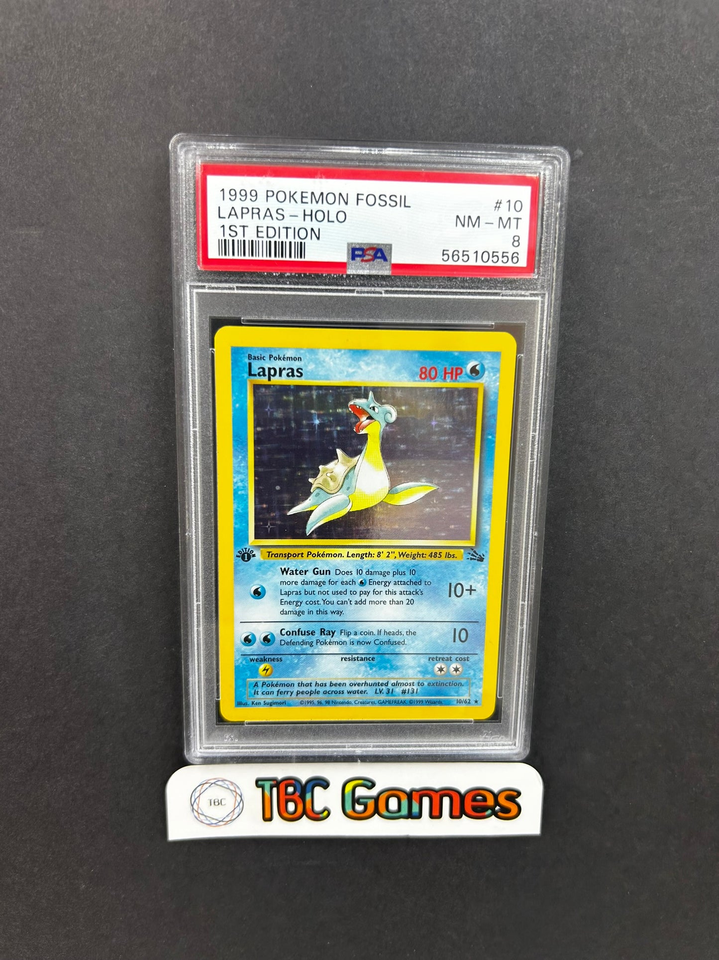 Lapras Fossil 1st Edition Holo 10/62 PSA 8