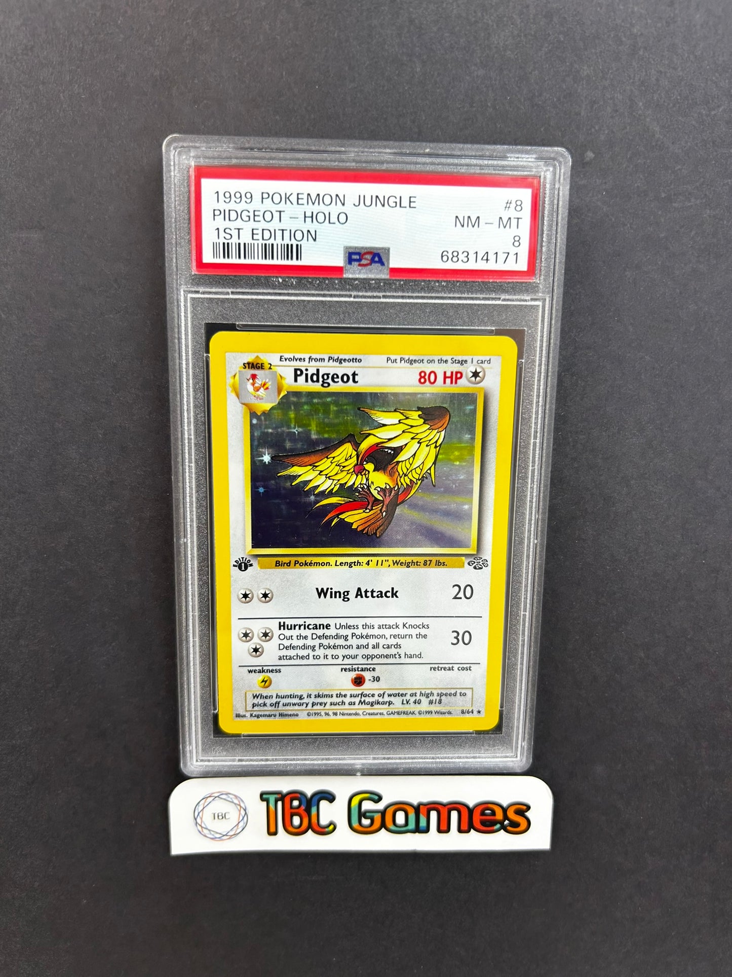 Pidgeot Jungle 1st Edition Holo 8/64 PSA 8